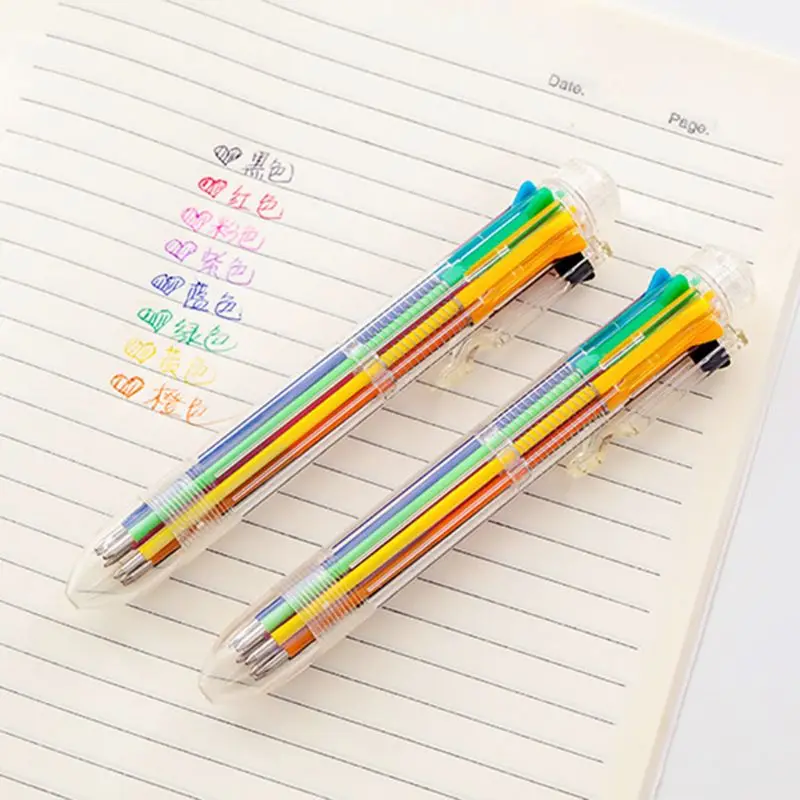 สำหรับ Creative ปากกาลูกลื่นหลากสีปากกาเครื่องเขียนน่ารักกด 8 สีปากกาน้ำมัน Fo