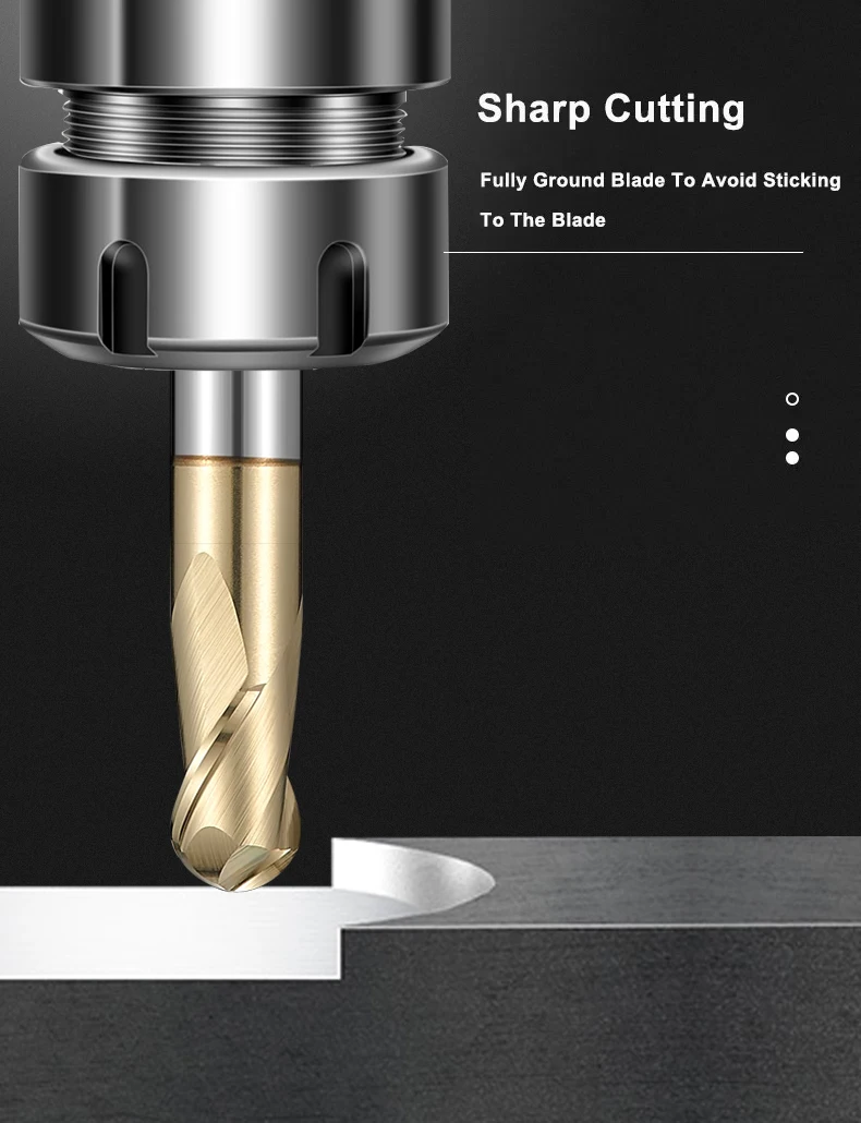 AZZKOR 2-Schneiden-Wolframstahl-Hartmetall-Fräser Titanlegierung ungleichmäßig geteilte Kante Kugelkopffräser CNC-Bearbeitungszentrum – Detail 10