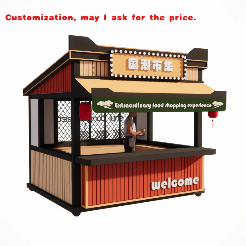 

custom.Sales Kiosk With Wheels Portable Street Stall Sweets Candy Food Stand Business Metal Shop