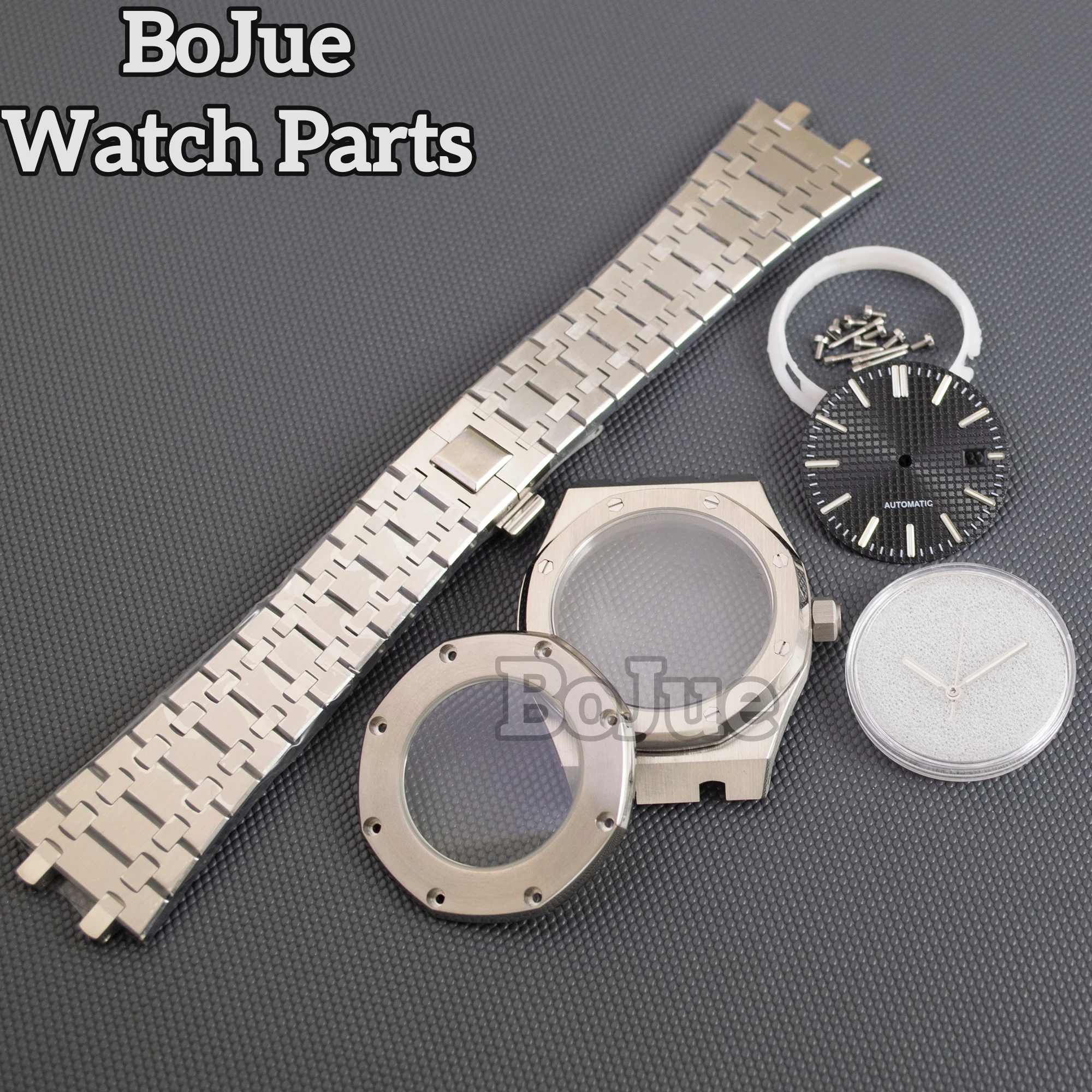 Obudowa zegarka męskiego 41 mm, stal nierdzewna, pasek, elementy bransolety do mechanizmu Oak nh35 nh36 nh70, tarcza 31,8 mm, wodoodporne szkło szafirowe.