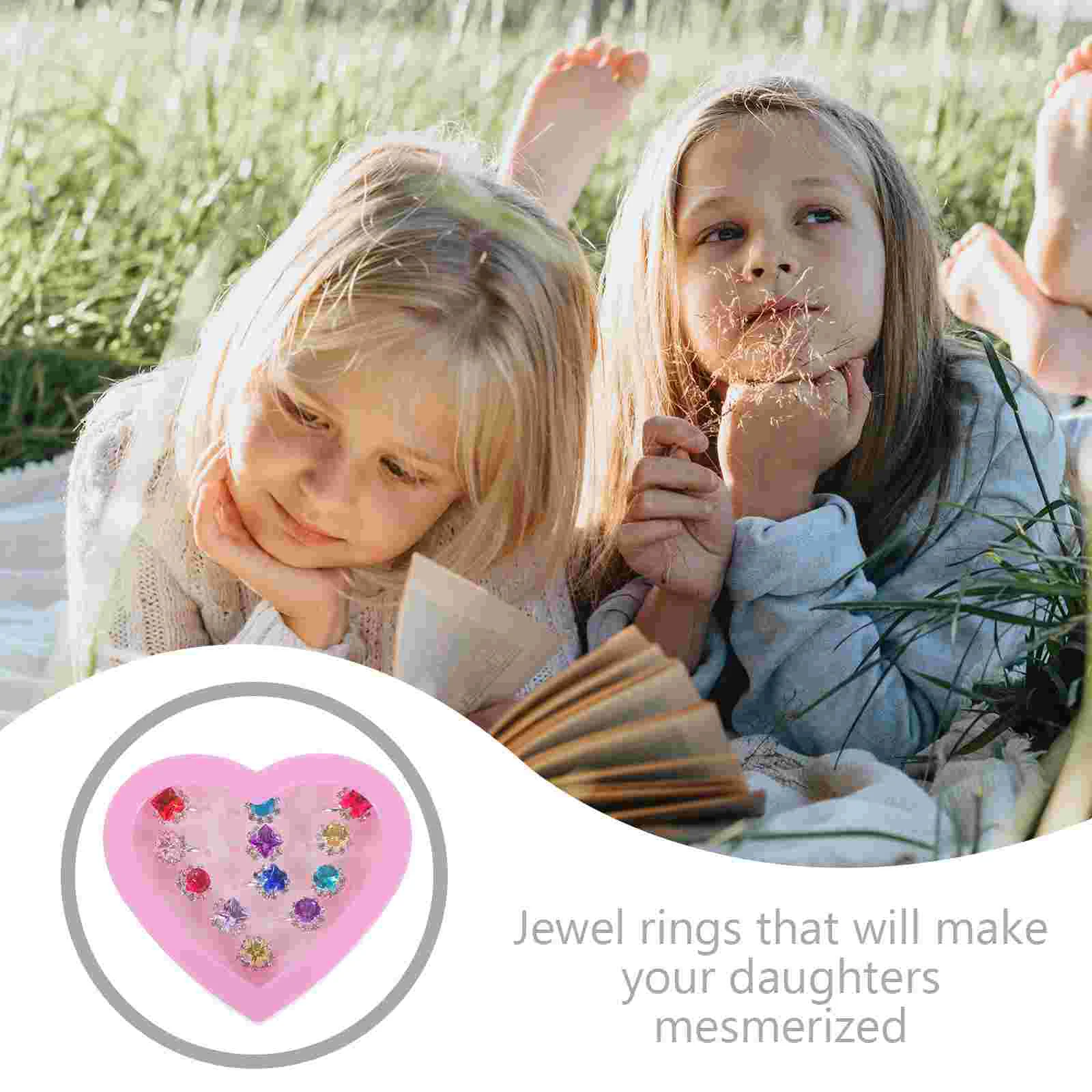 12-delige kleine meisjesjuweelringen kind diamanten speelgoed sieraden voor meisjes mooi kind cadeau hartvormige peuter