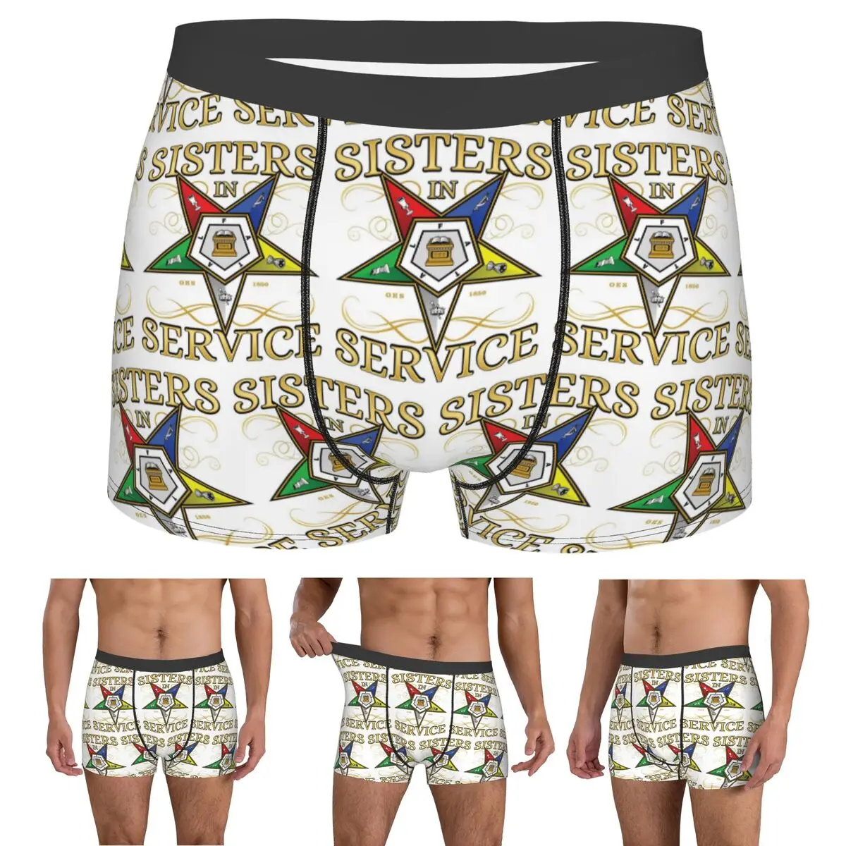 Boxer Underpants Shorts OES Emblem Order Of The Eastern Star Panties Men Breathable Underwear for Homme Man Boyfriend Gifts