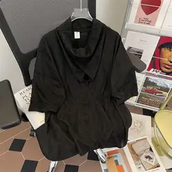 Sudadera de manga corta irregular para hombre, ropa gótica plisada con agujeros rasgados, ropa de calle alta, top de gran tamaño, fiesta de baile de compras