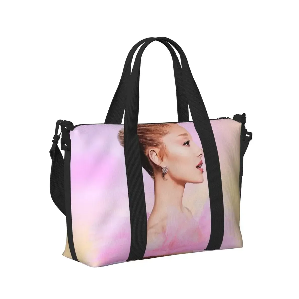 

Ariana Grande Pop Music American Singer Beach Travel Bag Large Capacity Tote Bags for Sport Women Shopping Duffle Shoulder Bag