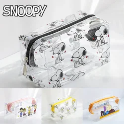 Snoopy-estuche de lápices grande transparente, resistente al agua, regalo de papelería de PVC, bolsa de lápices para niñas y estudiantes, bolsa de cosméticos de maquillaje Kawaii, bolsa de viaje