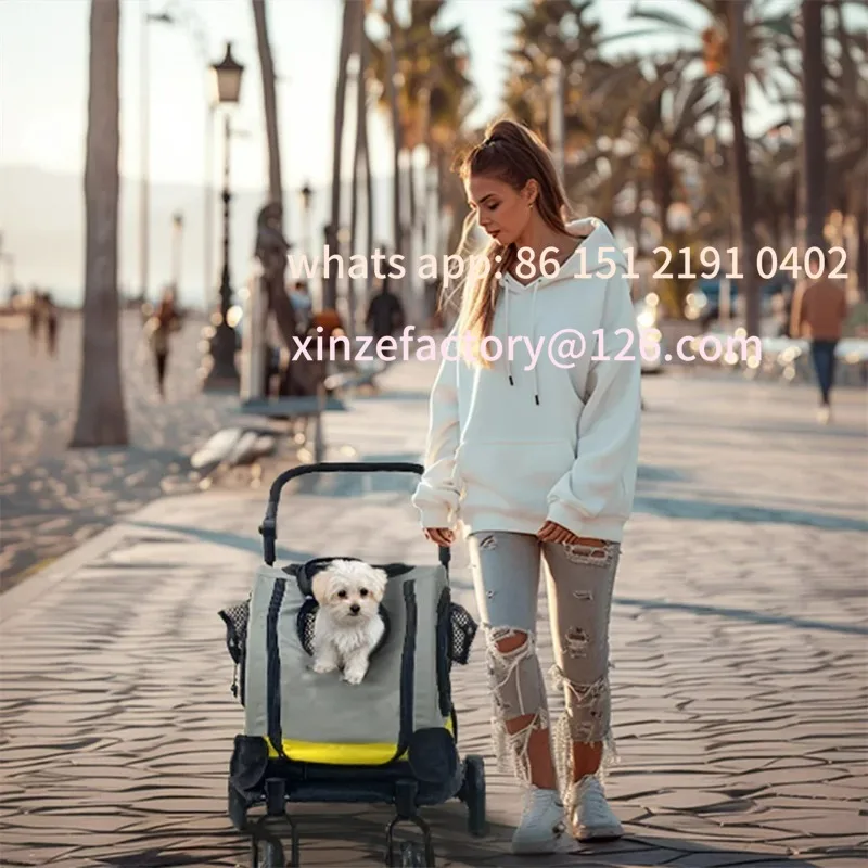 

Customizable 2 in 1 Portable Pet Travel Stroller Pushchair Car Seat Travel Carrier Detachable Handle Convertible