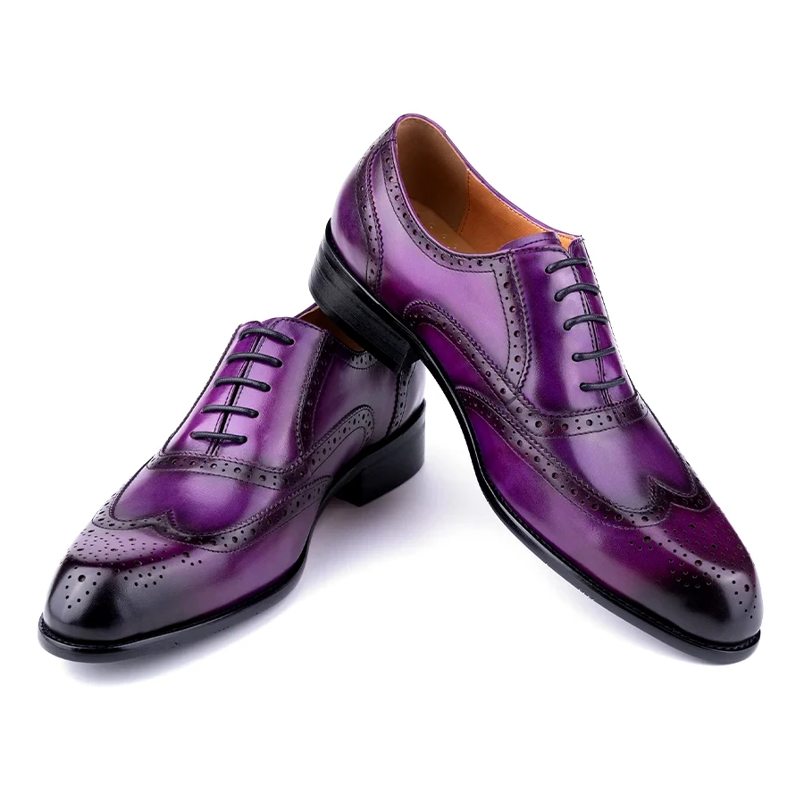 

Fashion New Trend Oxford Shoe Mens Handmade Carving Craft Wedding Party Shoes Elegant Genuine Leather Lace Up Derby Shoes