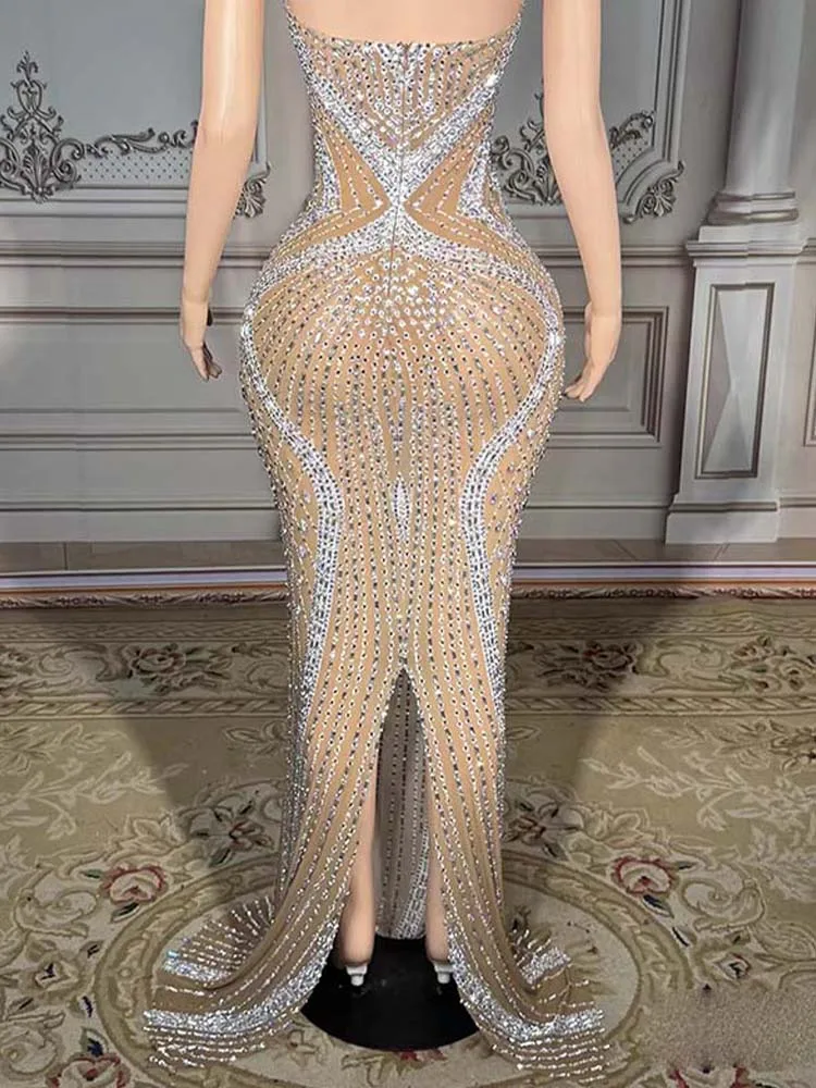 High Quality Hot Stamping Sexy Chest Wrapped Mesh Dress 2025 New Fashion Custom Women'S Clothing