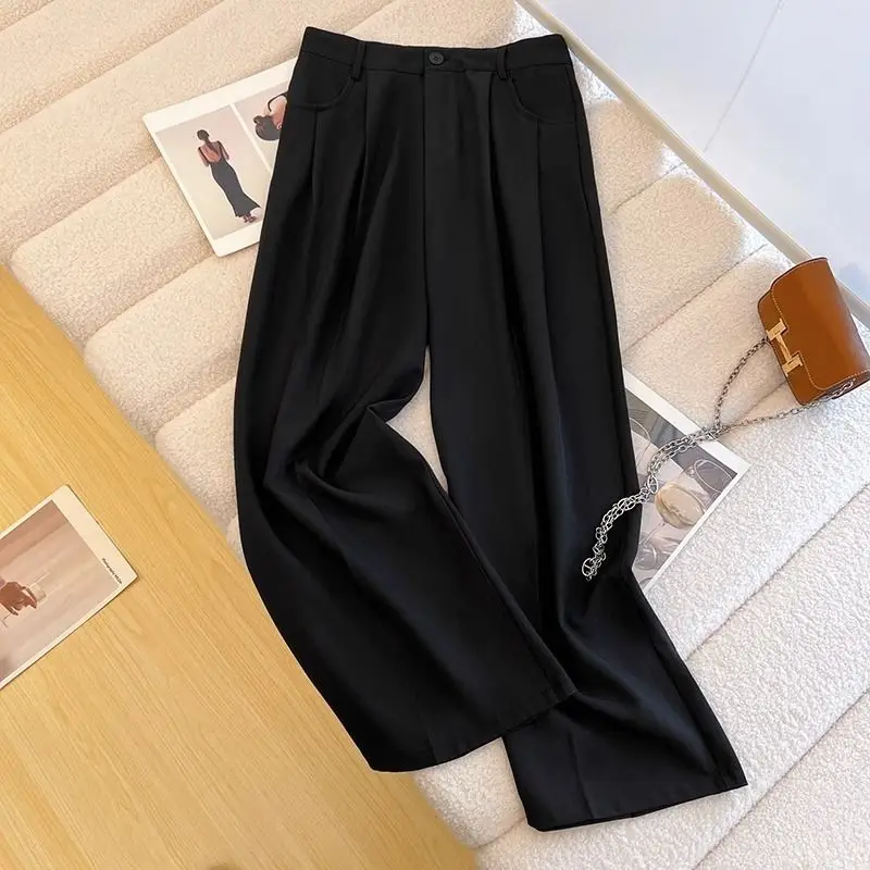 Spring Autumn Female Tailoring Trousers Work Women's Dress Pants Fluid Office Wide Leg New in Classic High Quality 90s Aesthetic