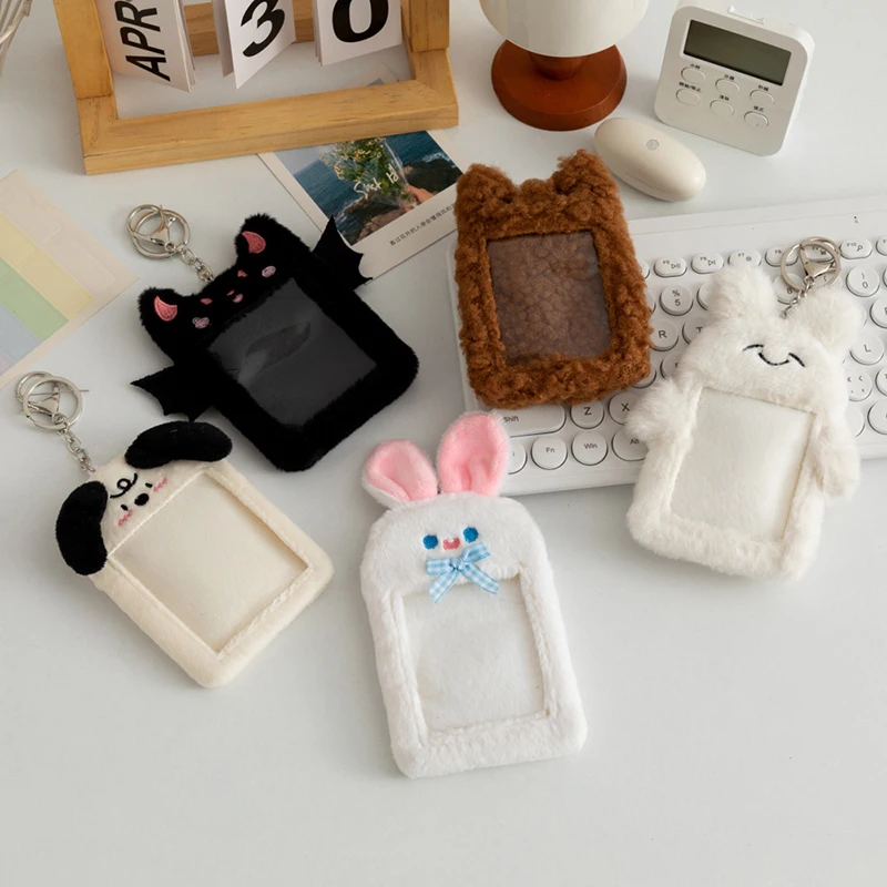 Cartoon Animal Characters Plush Album Card Holder Bus Card Bank ID Card Protective Display Sleeves Backpack Pendant Gifts