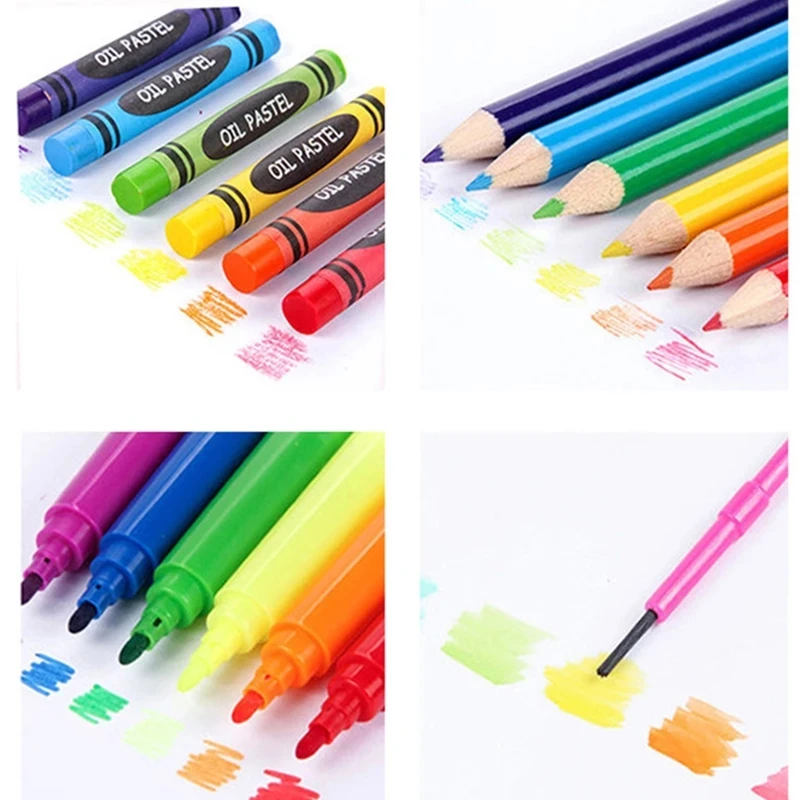 42-208PCS Children Art Painting Set Educational Toys Watercolor Pencil Crayon Water Pen Drawing Board Doodle Supplies Kids Gift