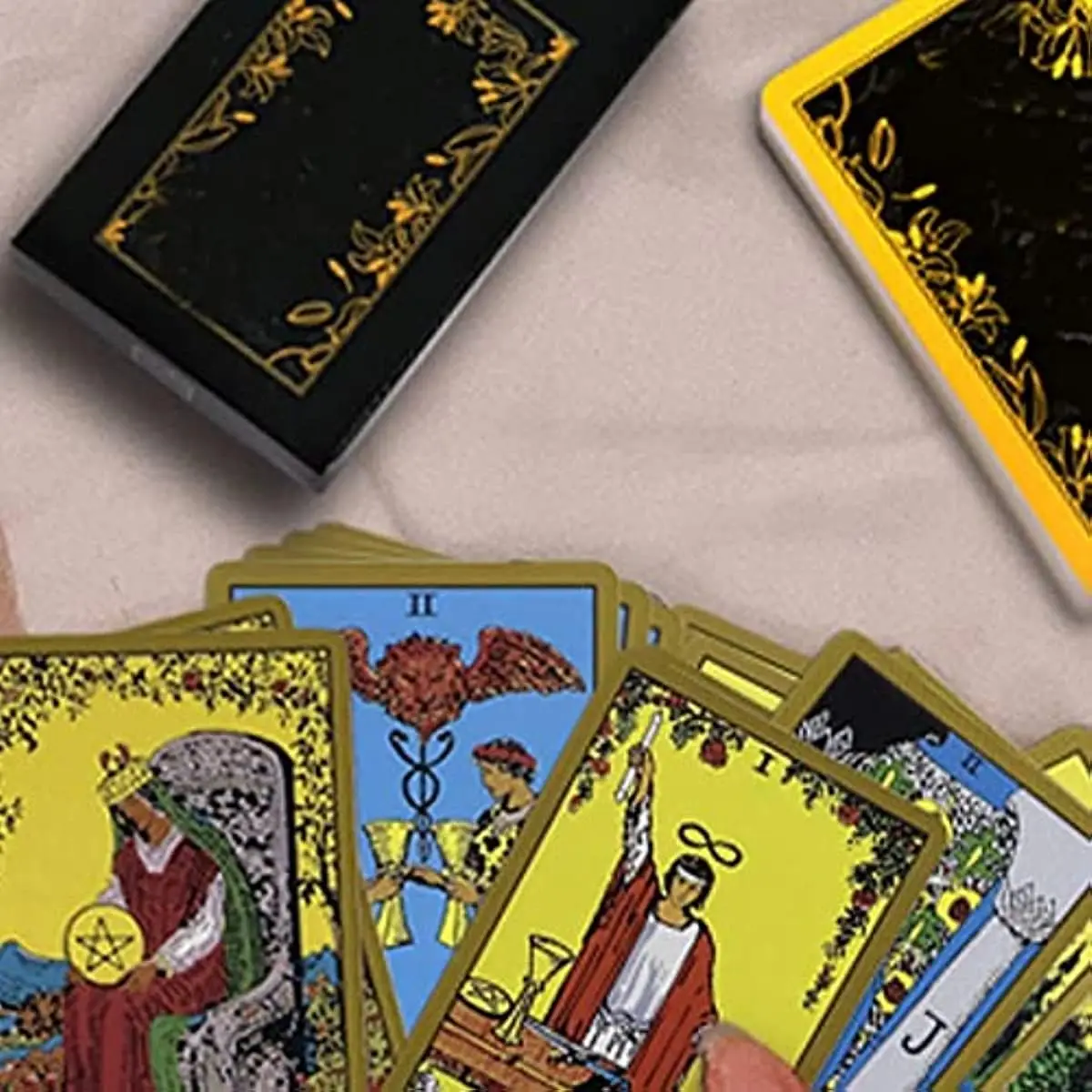 Classic Tarot Cards for Beginners, Divination Tool, Black Deck, Fortune Teller, Reading, 78Pcs