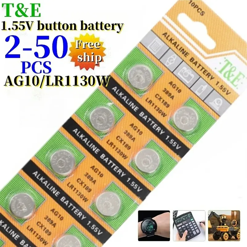 2PCS-50PCS 1.55V AG10 LR1130 SR54 389 189 SR1130 D189 LR54 Button Batteries G10A SR1130SW Cell Coin Watch Toys Remote Battery