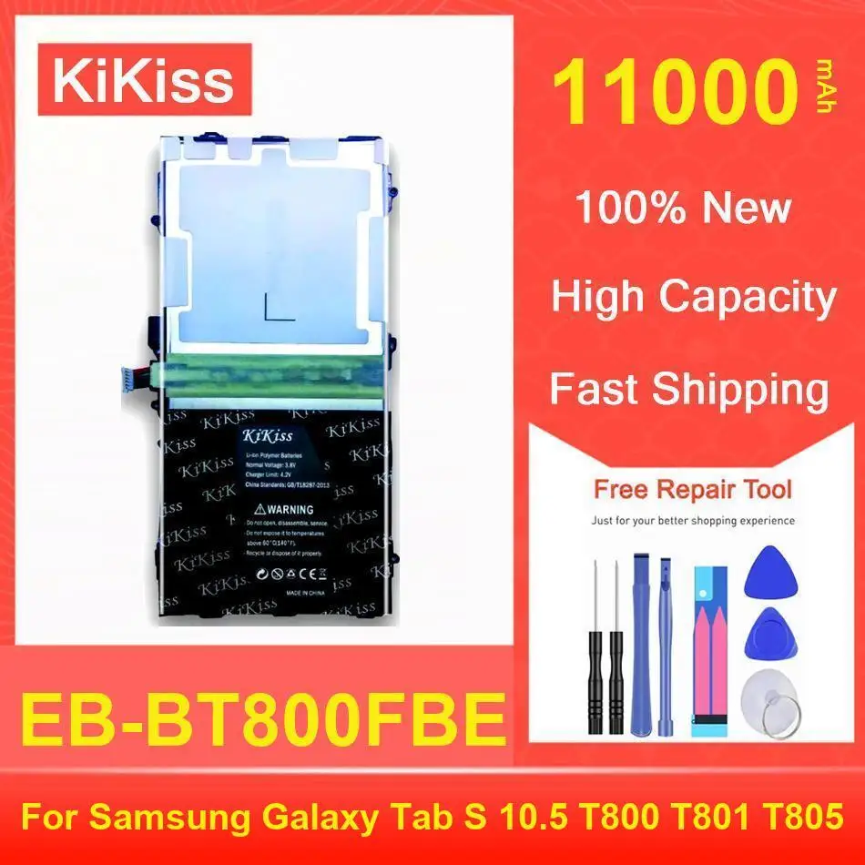 

11000Mah Tablet Battery For Samsung Galaxy Tab S 10.5 SM-T800 T800 T801 T805 EB-BT800FBE Li-Ion Polymer With Tracking Number