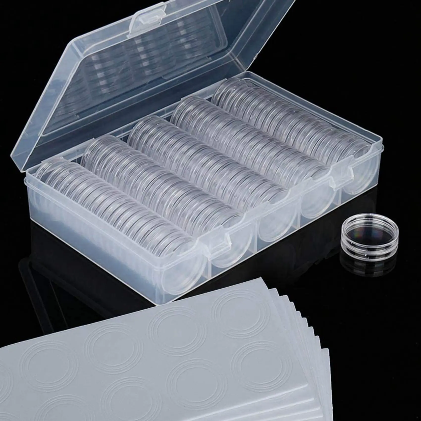 200 Stuks 30 Mm Muntcapsules Ps Ronde Munthouder Case En 6 Maten (19/20/22.25/25/27/30Mm) Beschermen Pakking