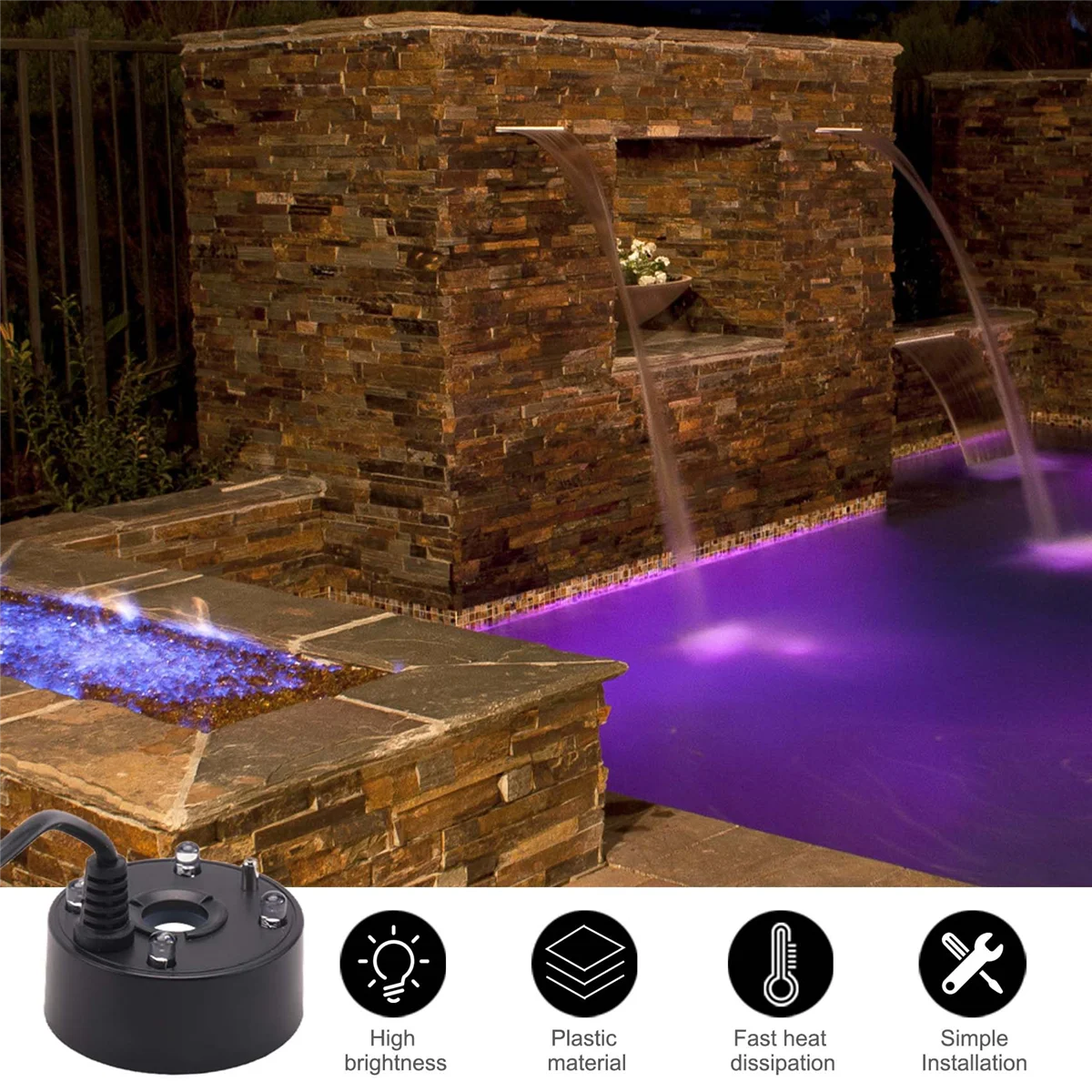 Nouveau brumisateur, Port USB 4 couleurs LED lumières Mini monsieur Machine à brouillard, fontaine intérieure jardin étang brumisateur d'eau atomiseur noir