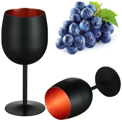 Stainless Steel Wine Glass Set of 2 - Black and Copper collection - 350ml Unbreakable Wine Glasses