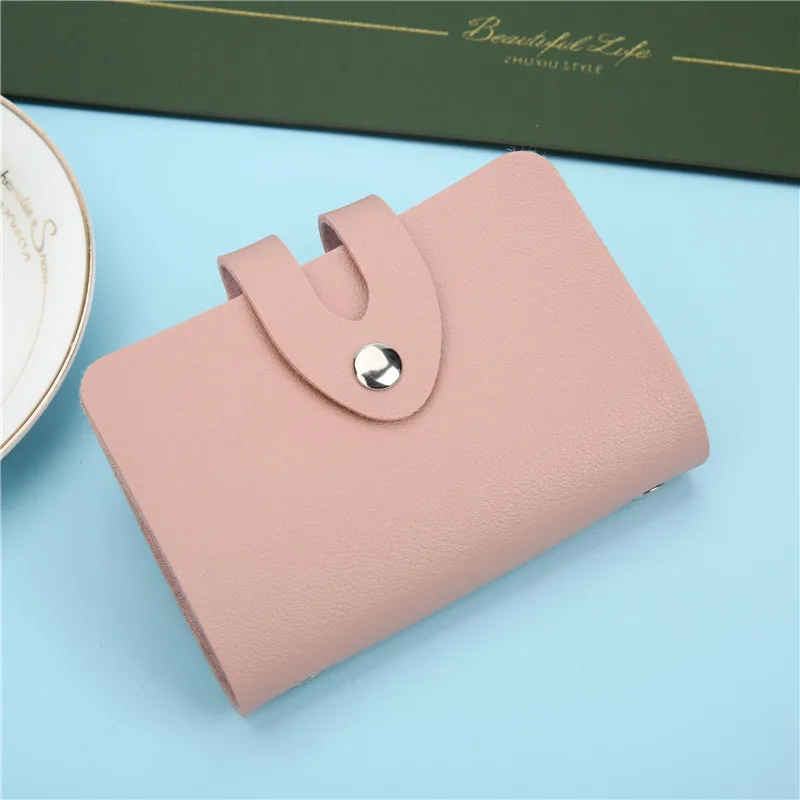 PU Leather Business Card Holder Women Slim Solid Color Multislot Card Case Wallet ID Credit Card Pocket Female Simple Card Cover