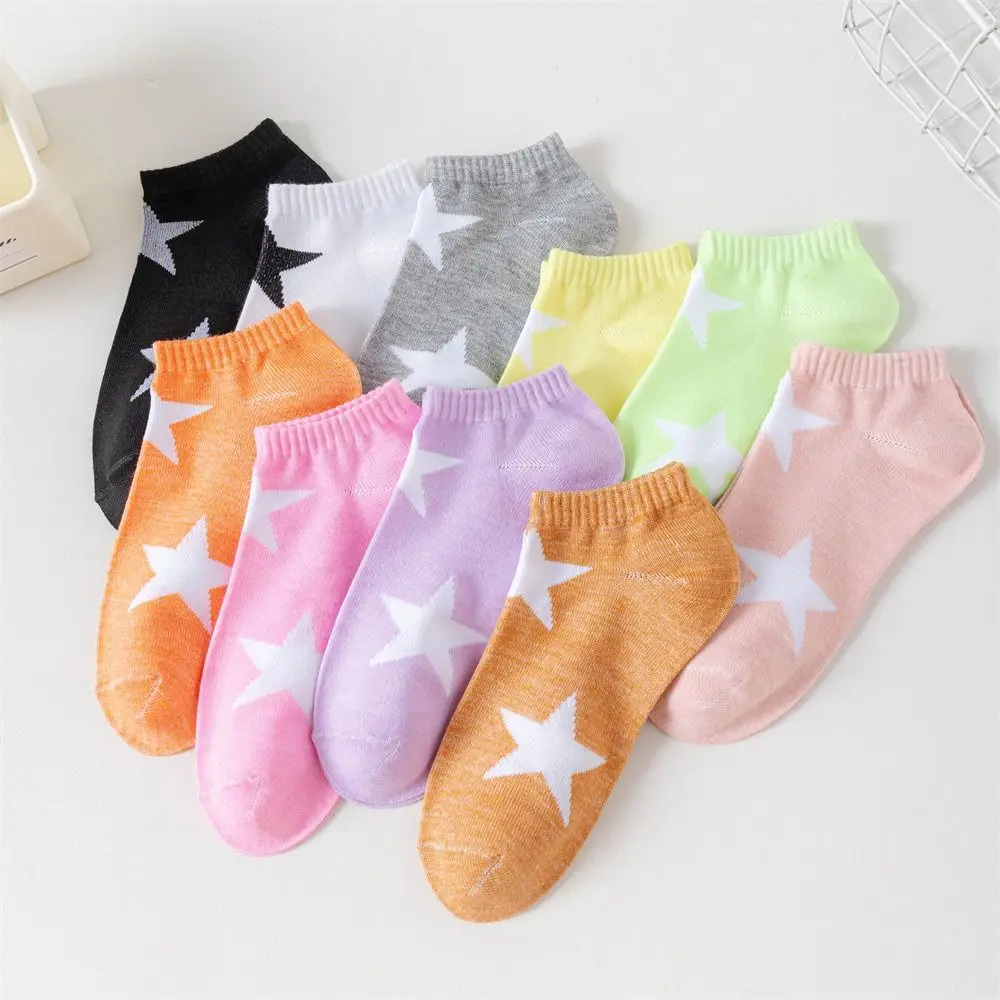 

10Pairs Casual Summer Y2K Star Short Socks Cotton Breathable Invisible Socks Hosiery Elastic Boat Socks Summer