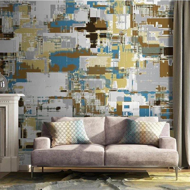 Creative Abstract Geometric Art Fresco WallPaper For 3D Living Room TV Industrial Wind Background Wall Home Decor Wall Stickers