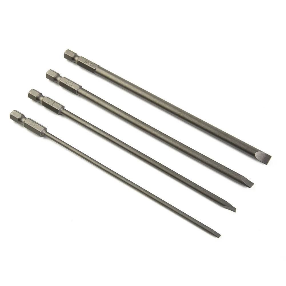 Hex Shank Screwdriver Bit Slotted Tip Electric Flat Head Manual SL3.0 SL4.0 SL5.0 SL6.0 150mm Long Alloy Steel