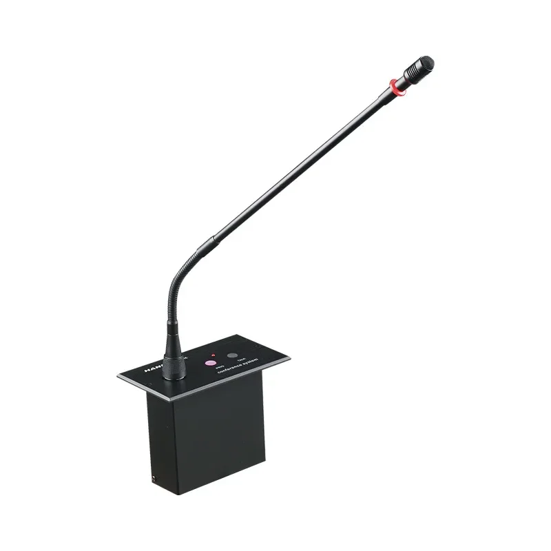 

Wired hand-pulled conference system embedded, gooseneck microphone, chair representative microphone