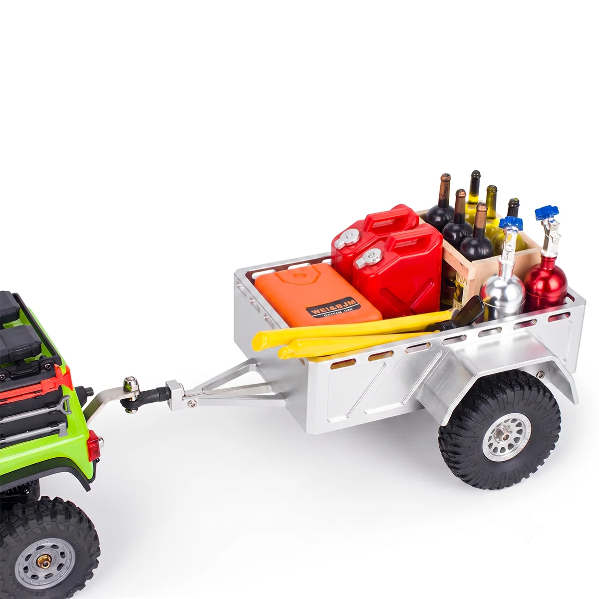 SCX30 1/30 RC Crawler CNC Aluminum Mini Trailer – Universal Fit for Ford Bronco Jeep Wrangler, with Connecting Kit