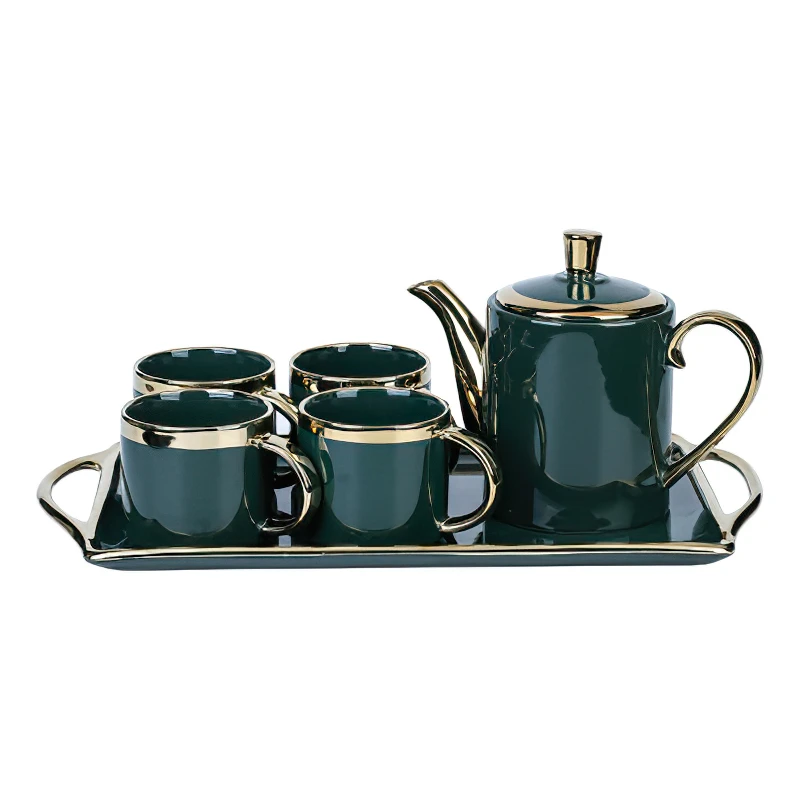 Ceramics Tea Pot European Style Green Phnom Penh Bone China Water Ware Cup Tray Household Kitchen Supplies Pot Tea Kettle