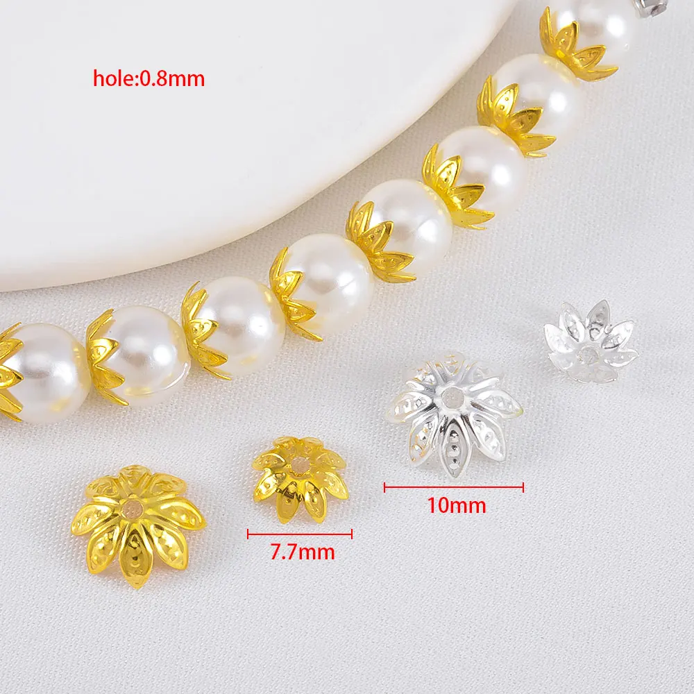 100pcs 200pcs Flower Beads Caps Metal Filigree Lotus Petal Spacer Cap 8mm 10mm DIY Jewelry Making Findings Accessories Wholesale view 6