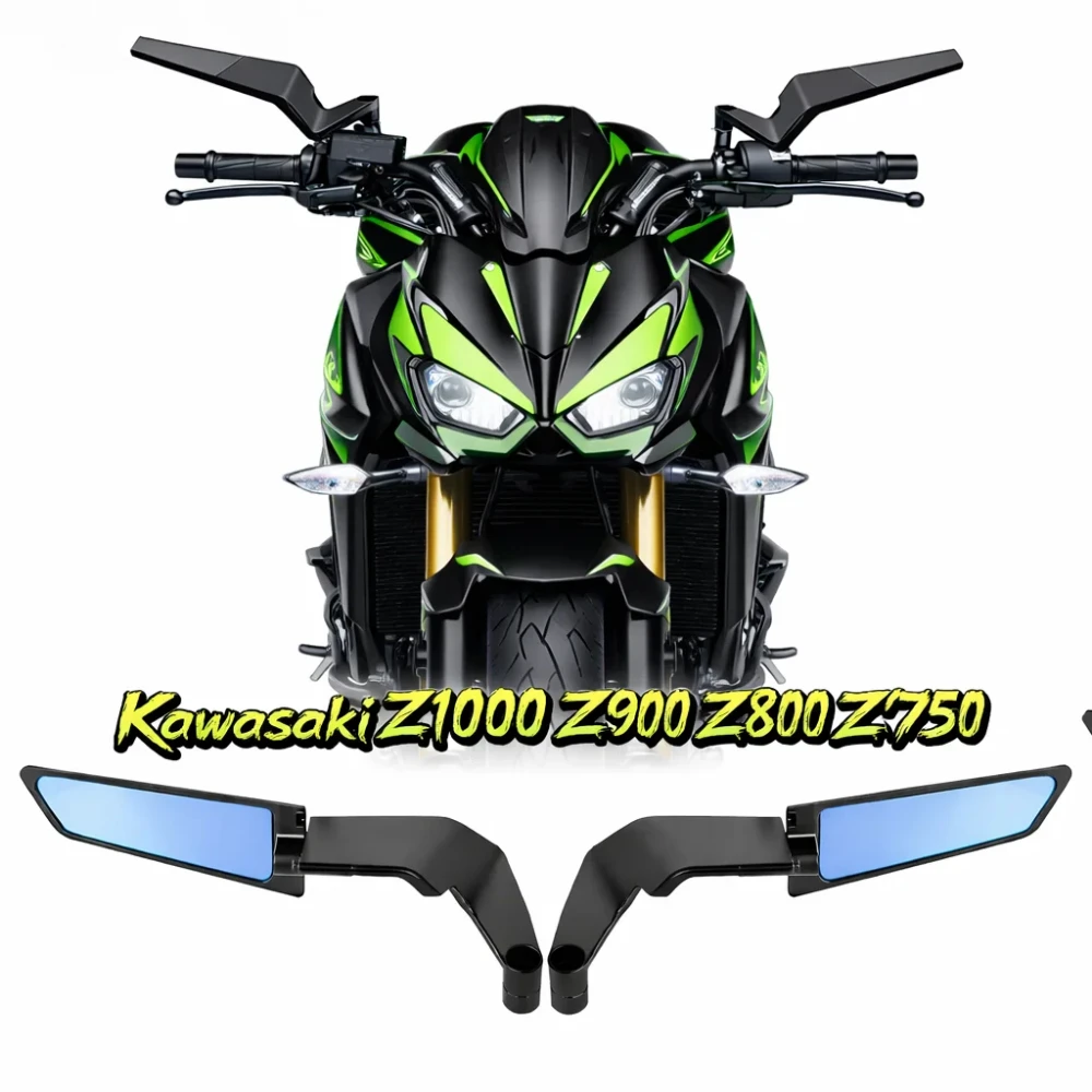 Faltbarer Motorrad-Windflügel, drehbarer Seitenspiegel für Kawasaki Z900 Z800 Z750 Z650 Z400 Z300 Z250 Z125, Weitwinkel