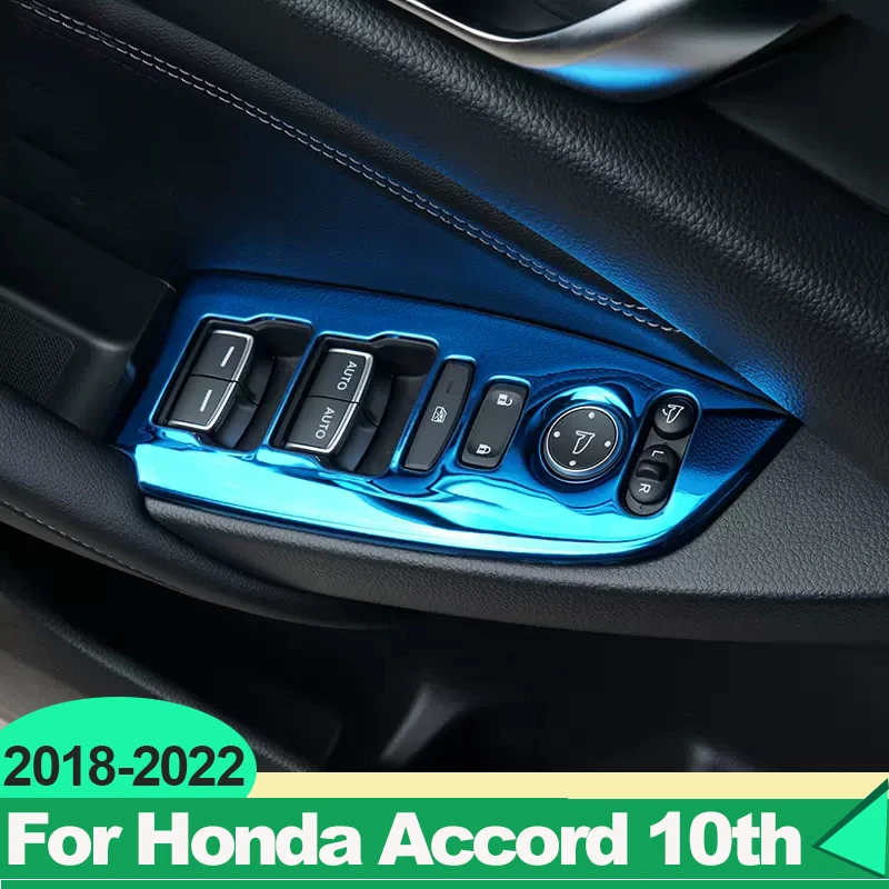 

For Honda Accord X 10th 2018 2019 2020 2021 2022 Hybrid Stainless Steel Car Window Glass Lift Switch Button Trim Cover