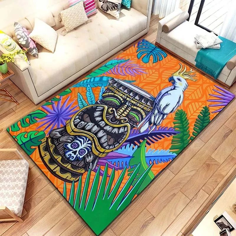 Tiki Bar Carpet Hawaii Holiday Floor Mats Party Summer Beach Pub Area Rug for Indoor Home Decoration Doormat Non-slip Chair Mat