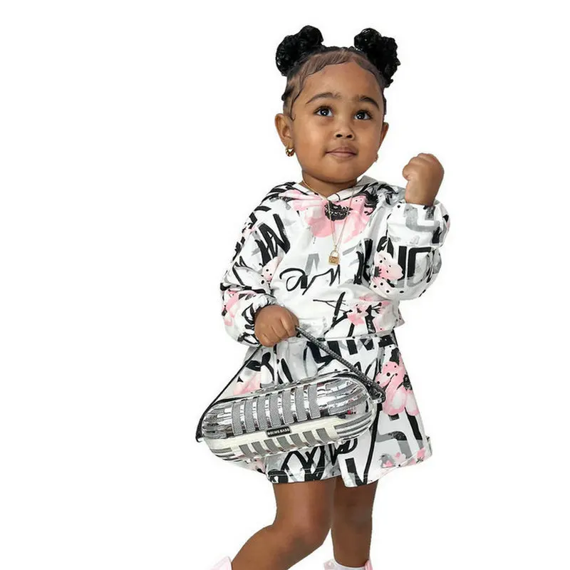 

2pcs/set Baby Girl Clothes Sportswear Long Sleeve Hoodies+Shorts Pants Toddler Kids Girl Autumn Clothing Suits Children's Casual