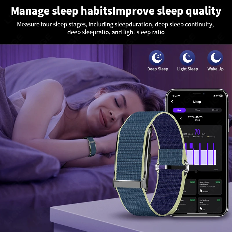 Braccialetto sanitario intelligente, tracker fitness per attività indossabile Modalità multi-sport Monitoraggio automatico continuo per tutto il giorno Dati sanitari