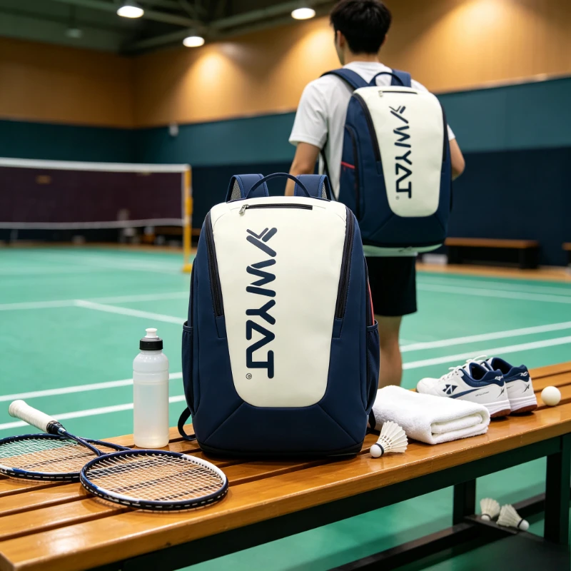 Men Women Badminton Backpack, Large Capacity Sports Bag Holds 3 Rackets, Stain Resistant Easy Clean Tennis Backpack for Gym