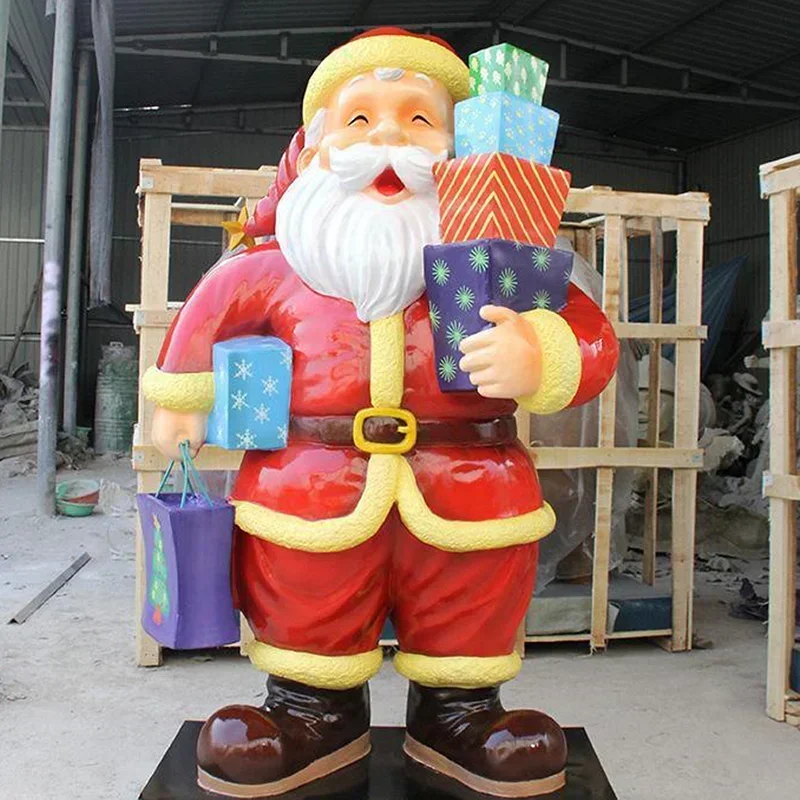 Custom Christmas Decoration Statue Fiberglass  Resin Santa Sculpture Animatronic Models