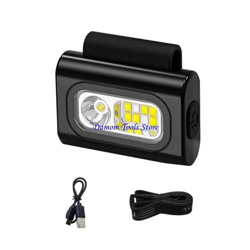 

57BE Многофункциональный светодиодный налобный фонарь Магнитный налобный фонарь Водонепроницаемый зажим фонарик для ночной ABS