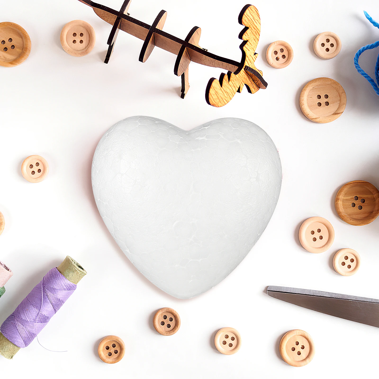 

3 White Heart Shaped Decorative Foam Hearts for DIY Crafts Projects Valentine Day Christmas Wedding Decorations