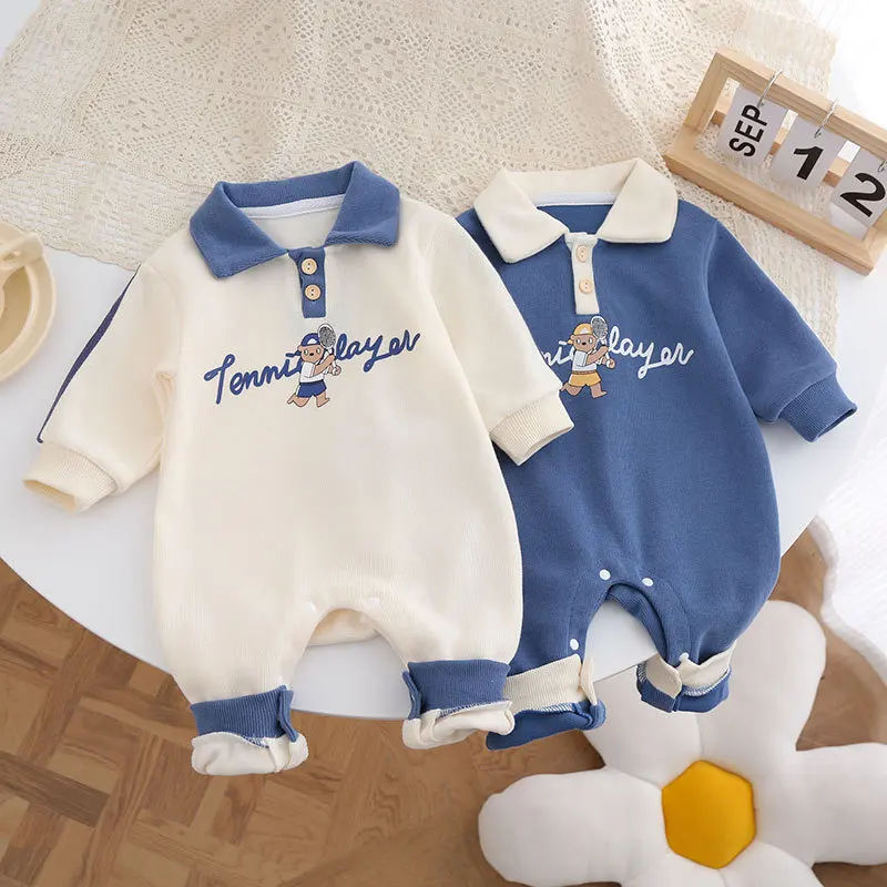 Baju monyet bayi lelaki perempuan, pakaian luar bayi baru lahir Super lucu musim semi dan musim gugur