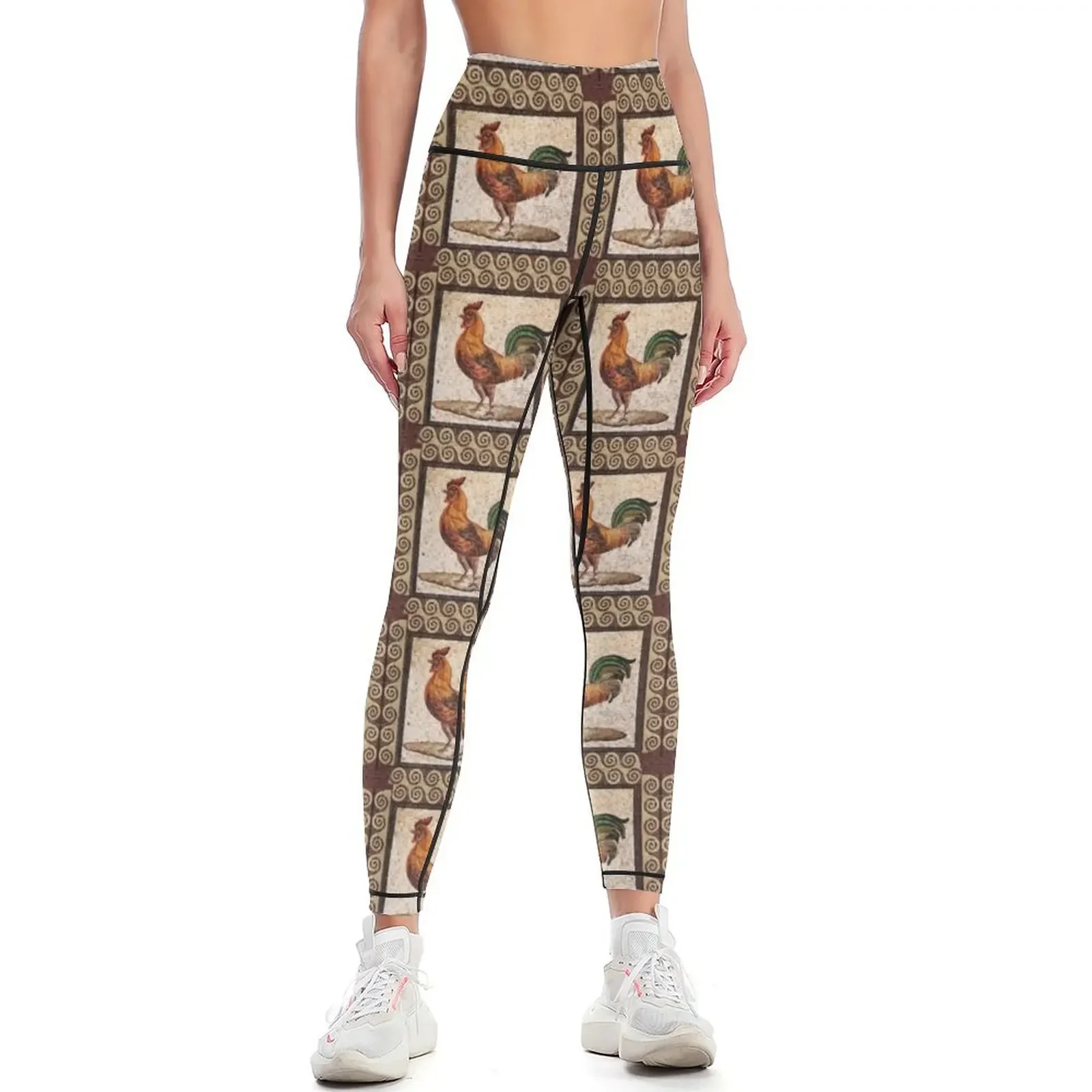 ANTIQUE ROMAN MOSAICS , ROOSTER Leggings gym's sportswear Women's trousers Women sportwear Womens Leggings