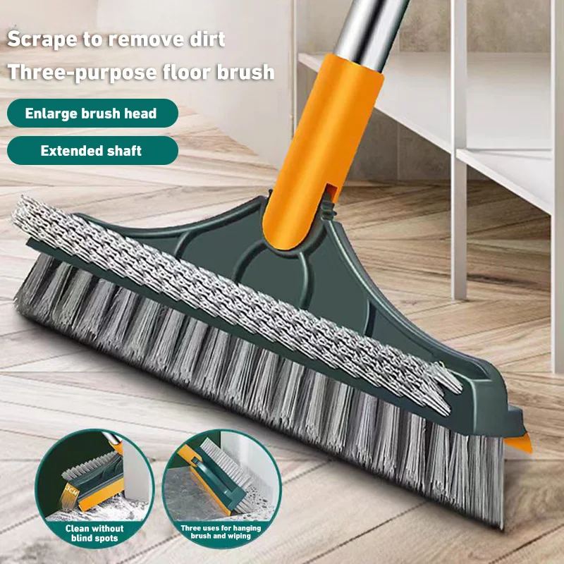 Bathroom Floor Brush Wash Ground Seam Brush Tile Long Handle Wall Wash Toilet For Cleaning Mop 180° Rotating Bathroom Brush Home