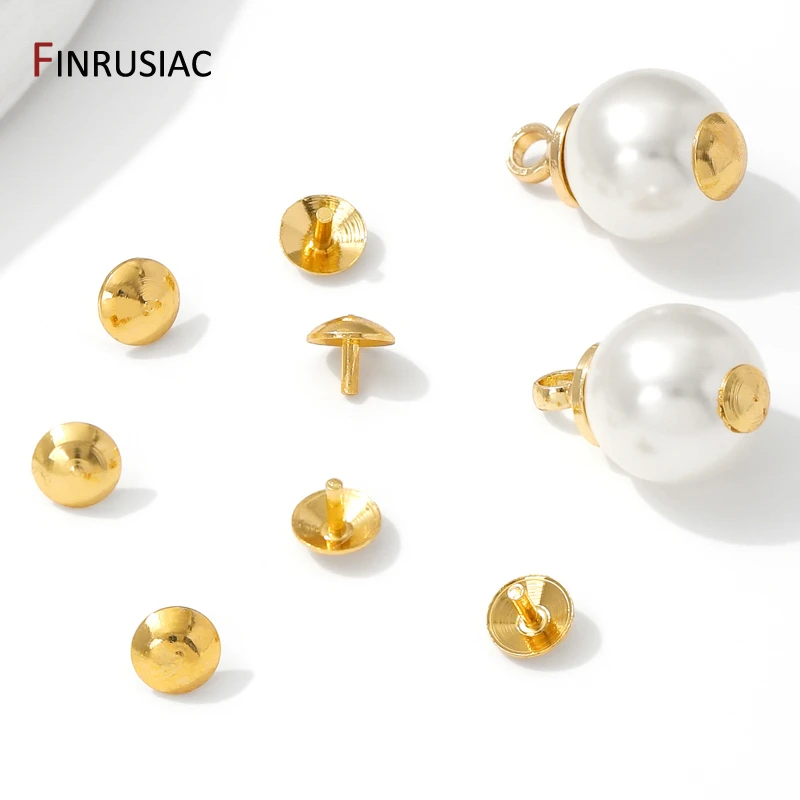 14/18K Gold Plated Brass Solid Beads Plug Pearl Hole Plug Caps For Pearl Earring Pendant Accessories,DIY Jewelry Making Supplies