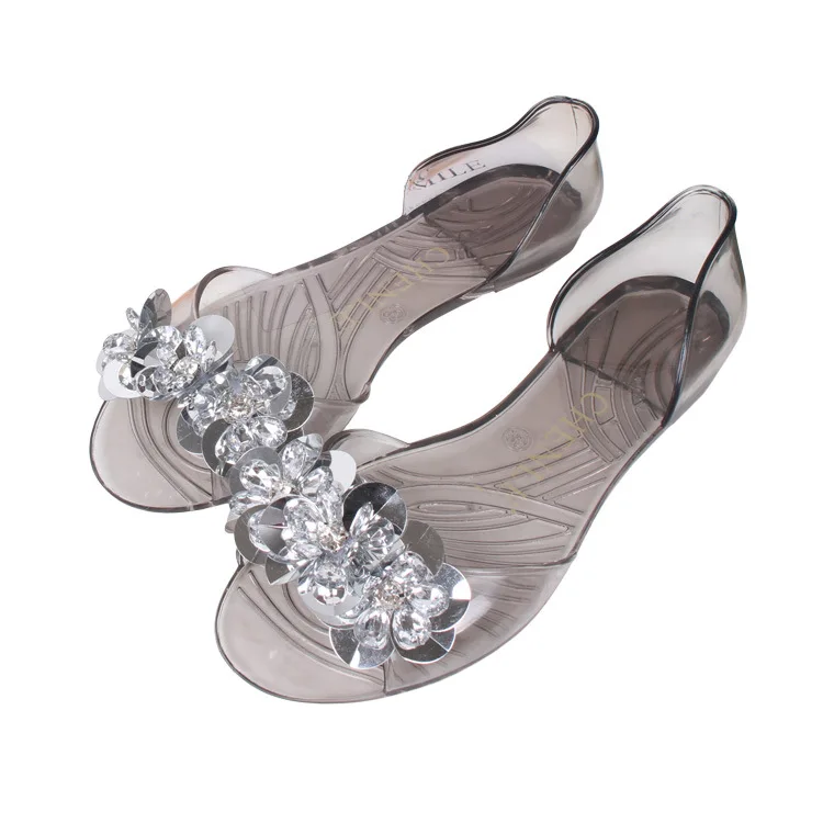 2026 Sommer Damenschuhe Sandalen Pantoletten Prinzessin Schleife Kristall Transparente Jelly Weiche Schuhe Femme Flache Strandsandalen für Damen – Detail 17