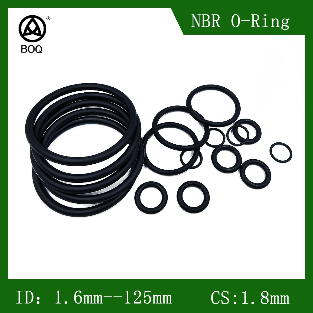 

NBR O-ring CS 1.8 mm ID 1.6 - 125 set nitrile rubber black O-ring oil-resistant wear-resistant and water proof NBR ORing sealing