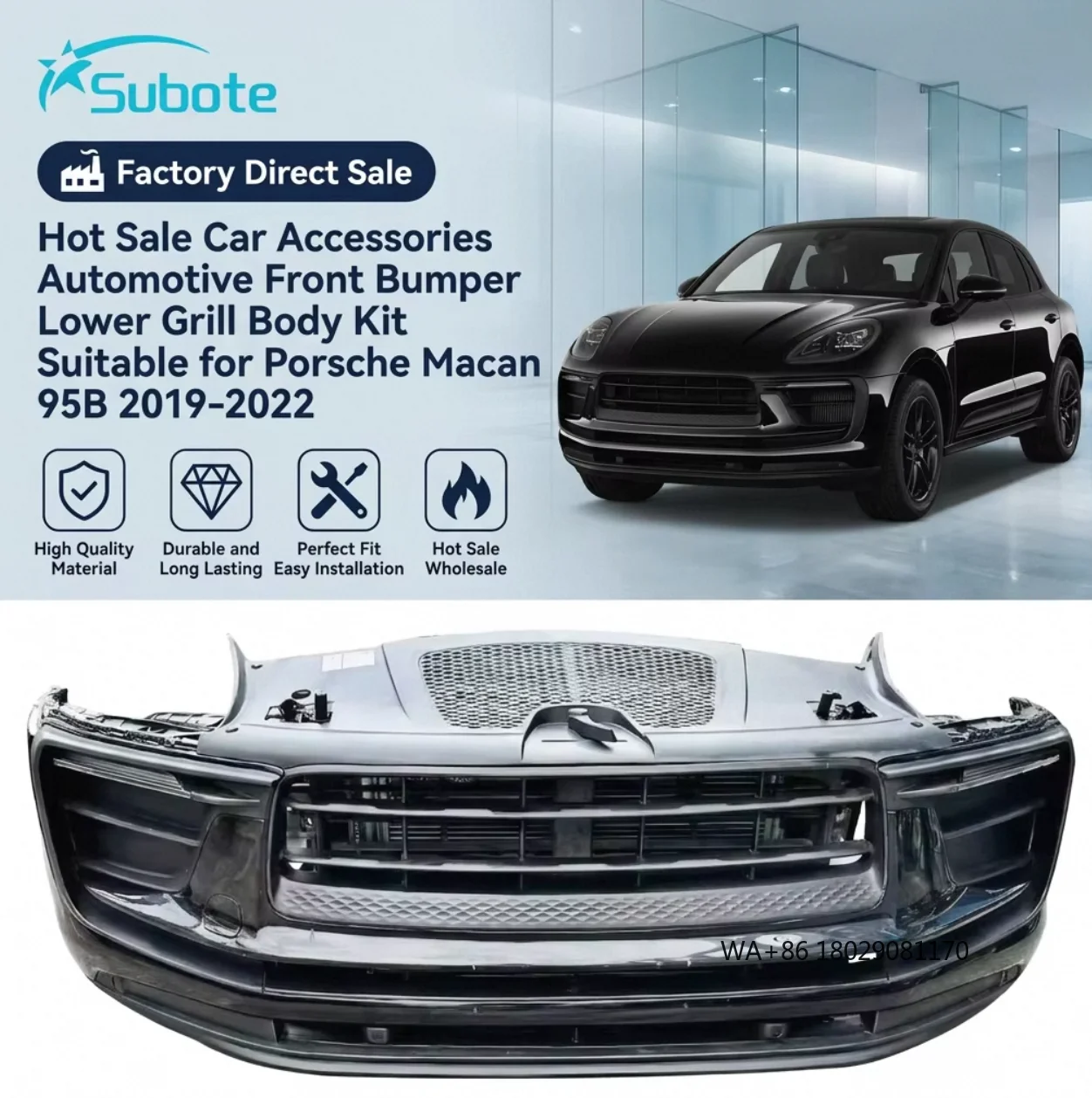 

2019-2023car bumper Body Kit Suitable for 95B Original Second-hand Front Bumper With Grill Radiator 95B807221K