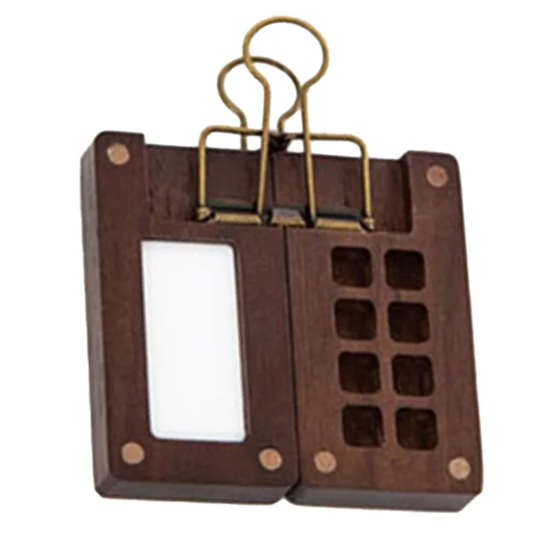 AINY-Portable Mini Travel Watercolor Palette - Empty Wooden Acrylic Paint Box With Square Tray For Art Painting, Art Supplies