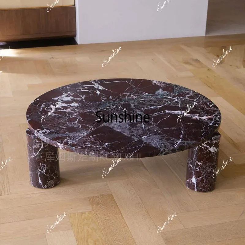 

Purple red coffee table Italian minimalist natural marble designer villa living room