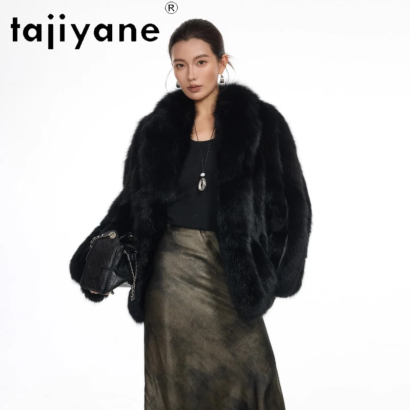 TAJIYANE 100% abrigos de piel de zorro Natural para mujer, chaquetas de piel auténtica de lujo, prendas de vestir exteriores cálidas de invierno para mujer, ropa de mujer 2025