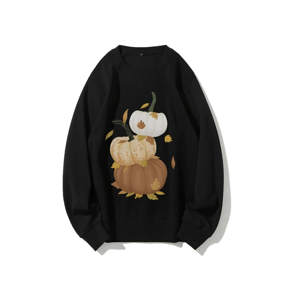 Grafisch sweatshirt Gestapelde pompoenen Herfstbladeren Print Herfst geïnspireerd Y2k Vrijetijdskleding Trendy Harvest Vibe Eenvoudige stijlkleding