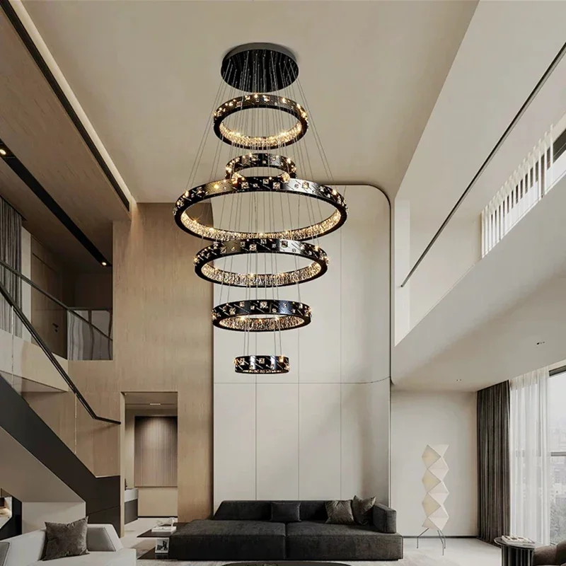 

Nordic modern creative circular living room bedroom hotel lobby combination light luxury pendant light